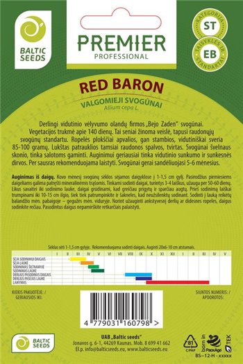 RED BARON, valgomieji ropiniai svogūnai, 250 sėklų