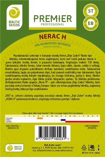 NERAC H, valgomosios morkos, 600 sėklų