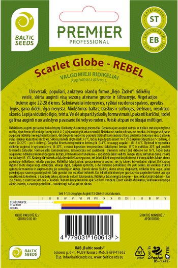 REBEL - Scarlet Globe  ridikėlių sėklos, 5 g