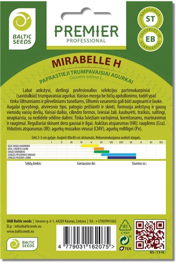 Agurkai MIRABELLE H (F1), 10 sėklų